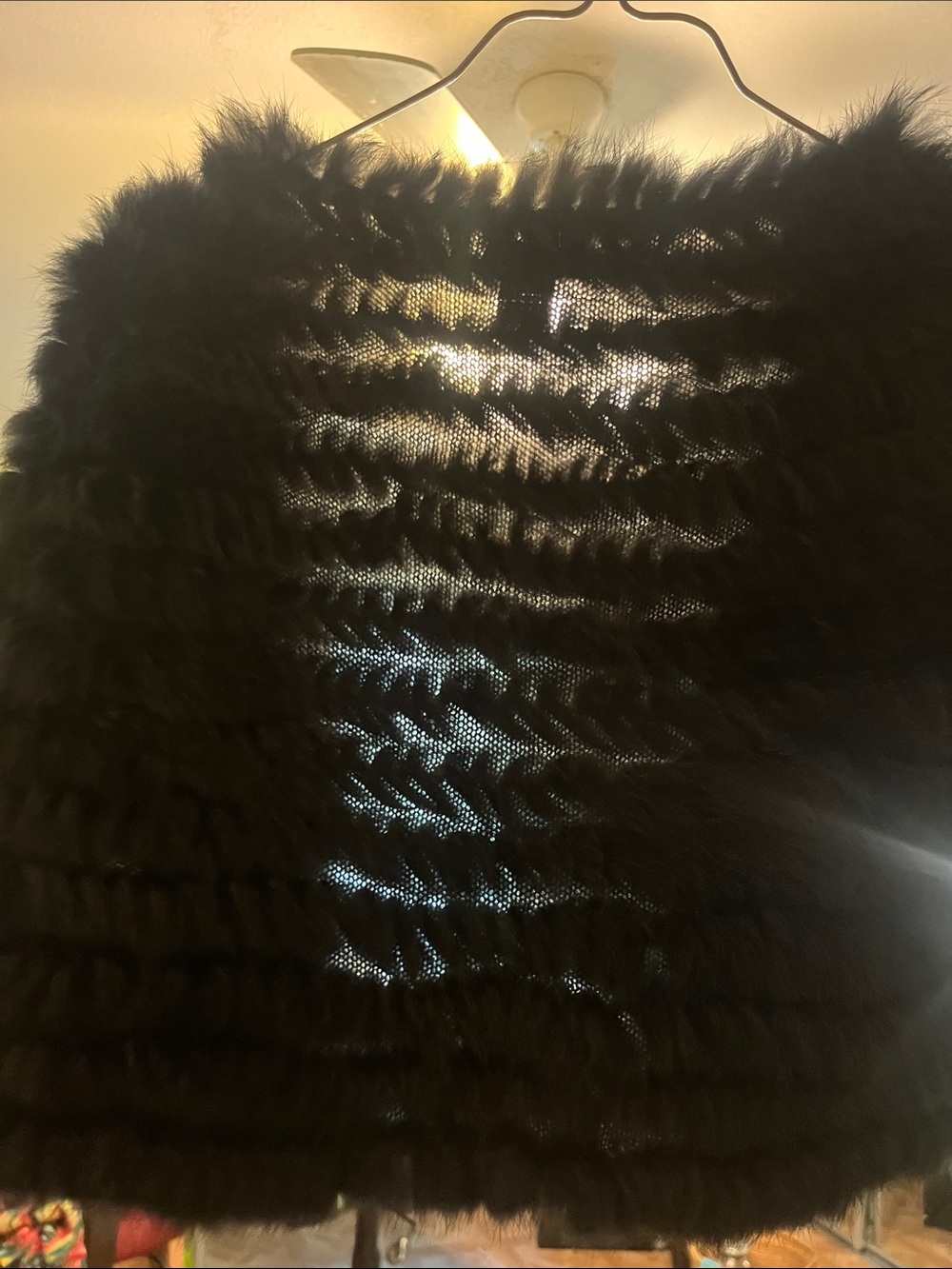 Cejon genuine black knitted rabbit fur bolero, shrug, capelet, or cropped jacket - Picture 8 of 9